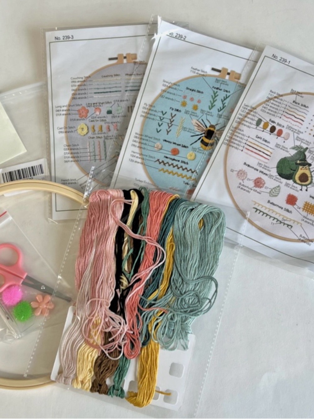 Myfelicity 3 Embroidery Kit Beginners Learning Embroidering Hoop & Video